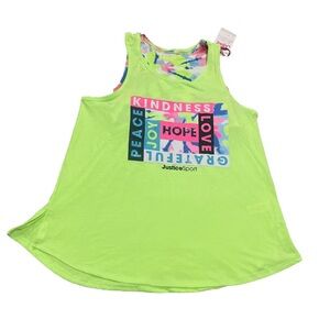 Justice Sport Neon Green Tank Top size 16/18 - XL plus 2 piece